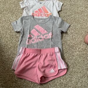adidas 4T Kids Matching Set in Gray, Pink, and White